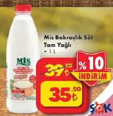 MİS BAKRAÇLIK SÜT TAM YAĞLI 1 L indirimli fiyat MİS BAKRAÇLIK SÜT TAM YAĞLI 1 L fiyat ve kampanya bilgisi